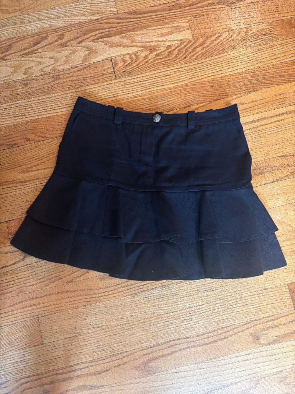 Chloe black drop waist mini skirt